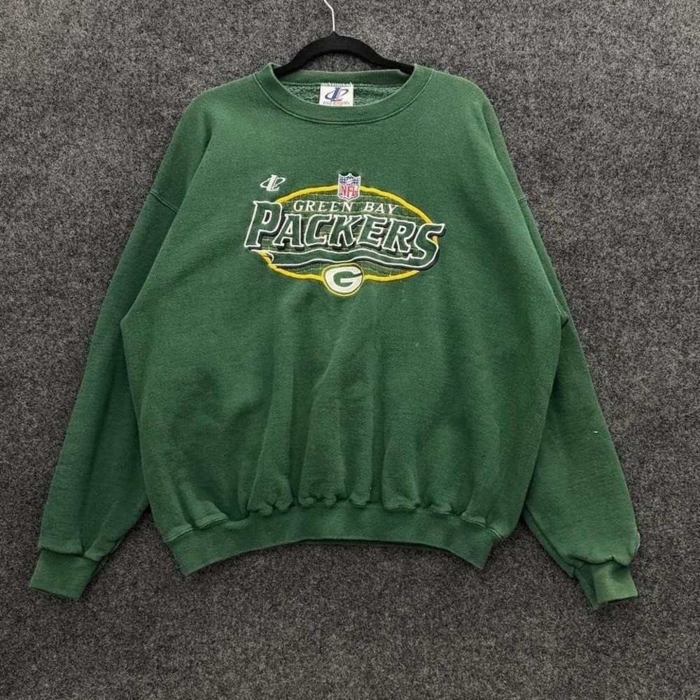 Vintage Green Bay Packers Logo Athletic Mens Large Green Embroidered Crewneck